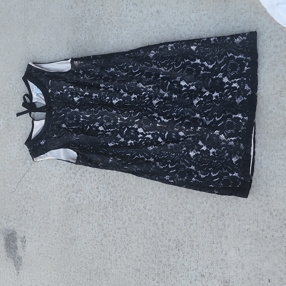White house black market lace overlay (nude) dress